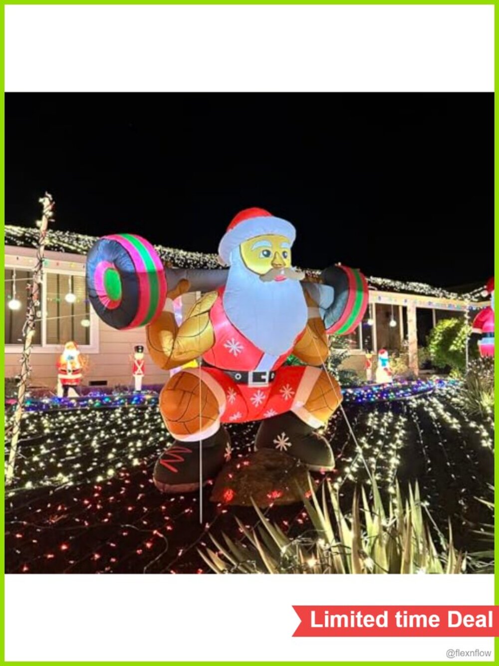 6FT Santa Squatting Inflatable Christmas Fitness Yard Decoration
